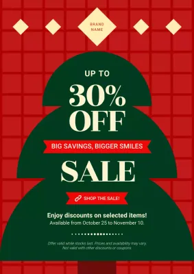 Red and Green Geometric Classic Christmas Sale Poster