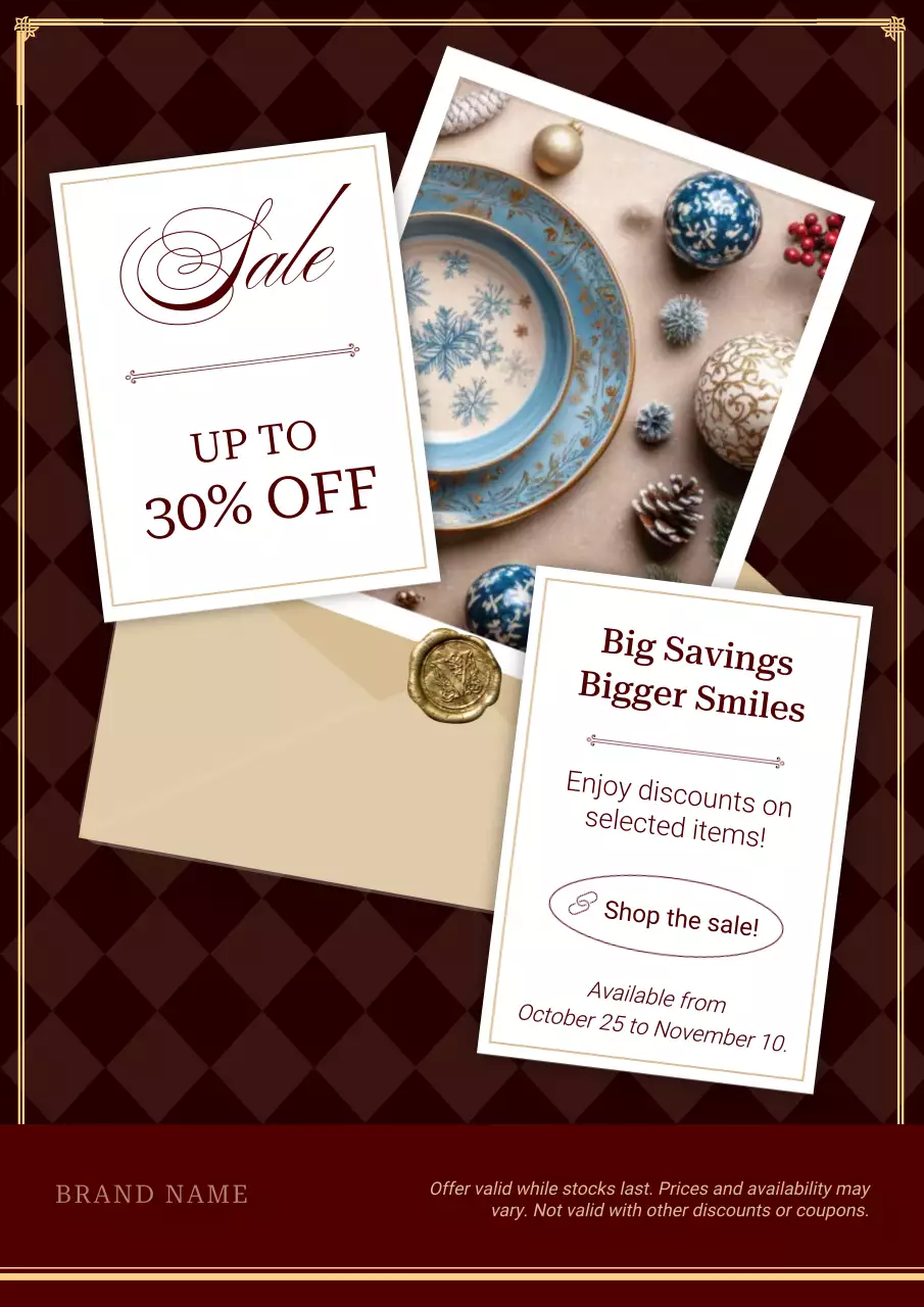 Maroon and White Classic Minimalist Christmas Sale Poster