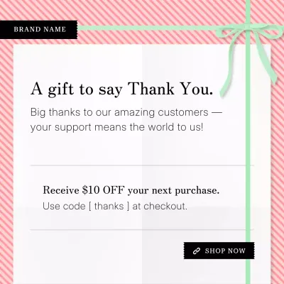 Pink Elegant Ribbon Thank You Card for Social Media