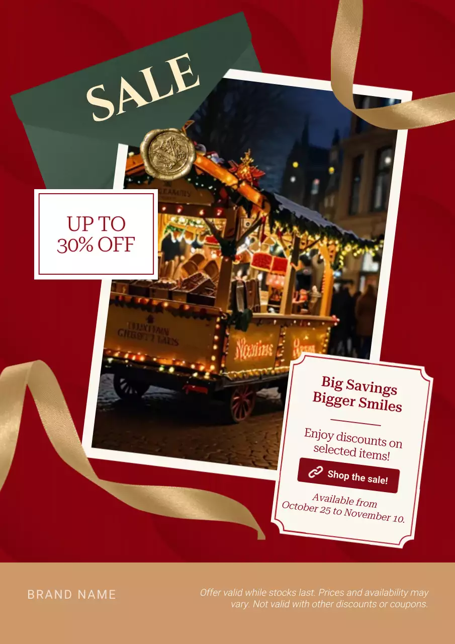 Red and Gold Modern Christmas Sale Poster