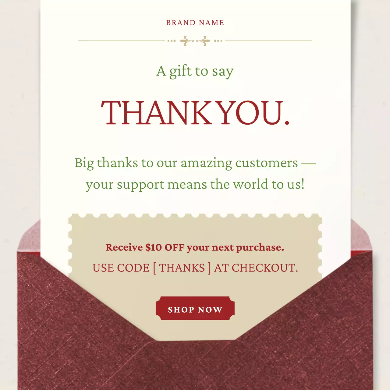 Red Classic Christmas Holiday Card Promotion for Social Media