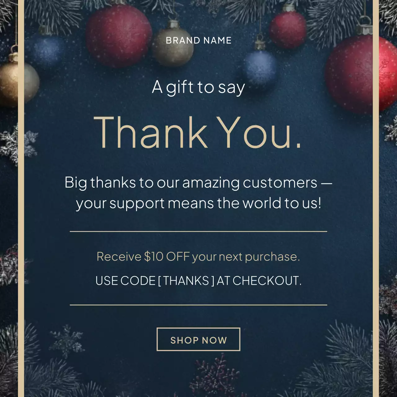 Navy Elegant Christmas Thank You Card for Social Media