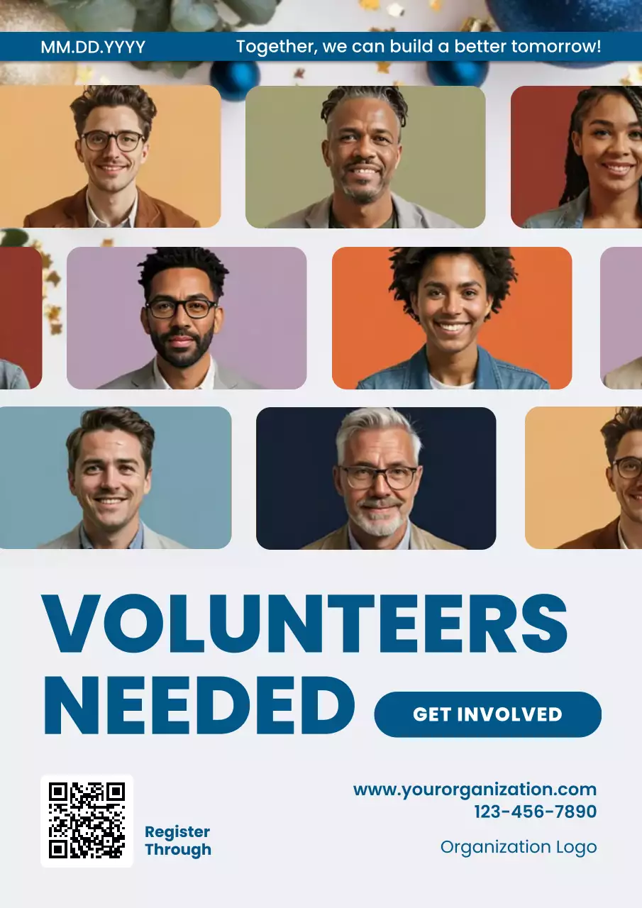 Red Modern Christmas Volunteer Promotion Poster