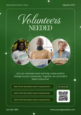 Green Modern Volunteer Announcement Poster