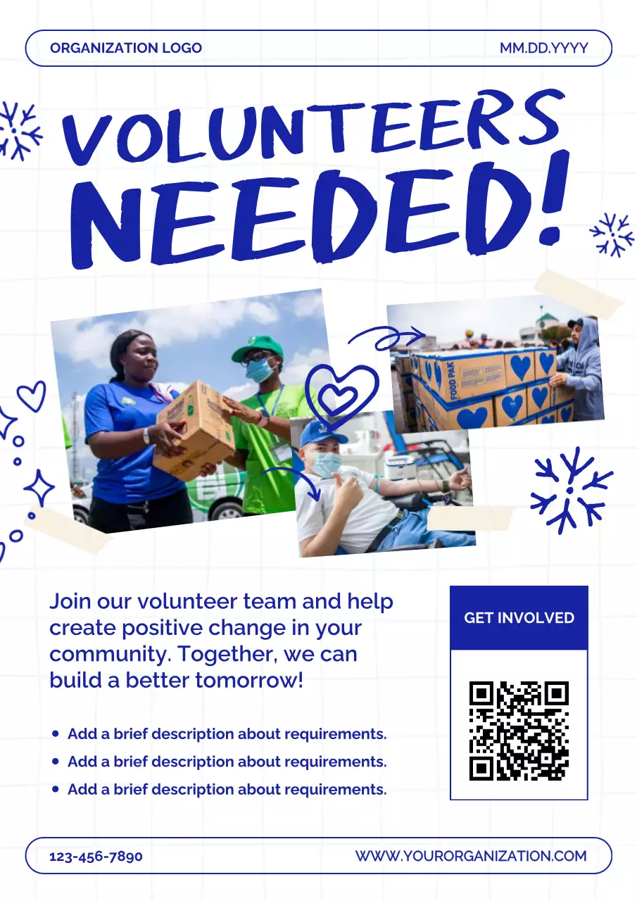 Blue Modern Volunteer Announcement Poster