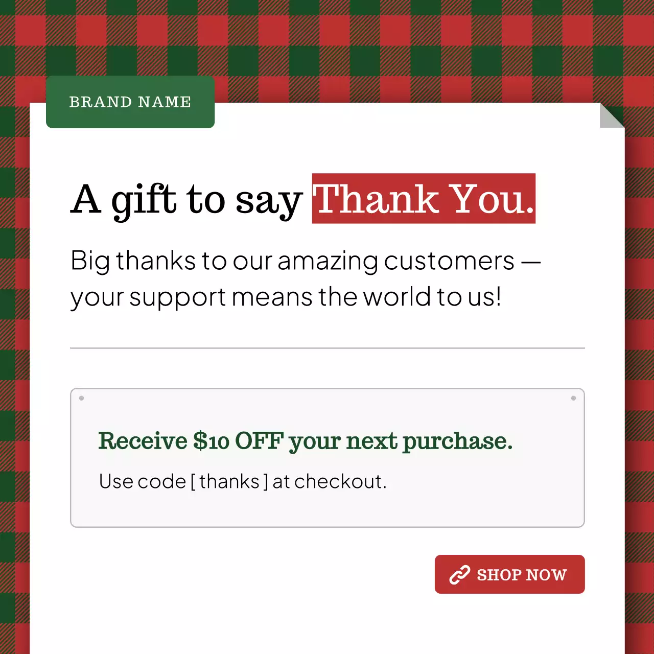 Red Classic Tartan Gift Promotion for Social Media