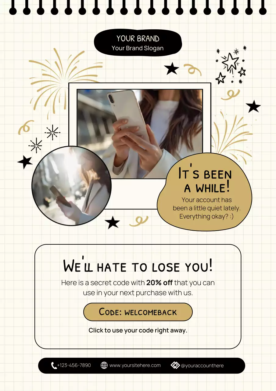 Beige Modern Doodle New Year Promotion Poster