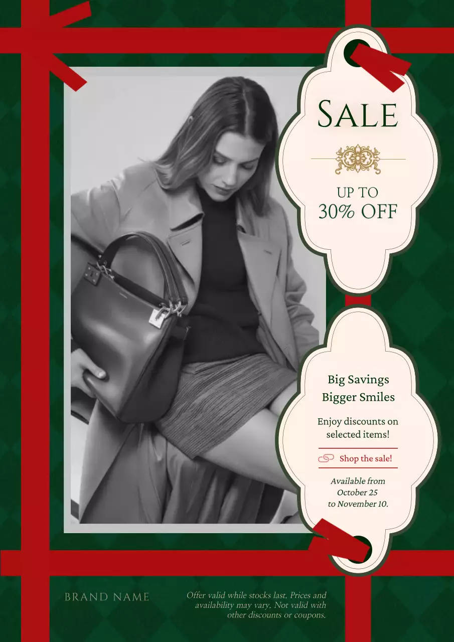Green and Red Classic Vintage Christmas Sale Poster