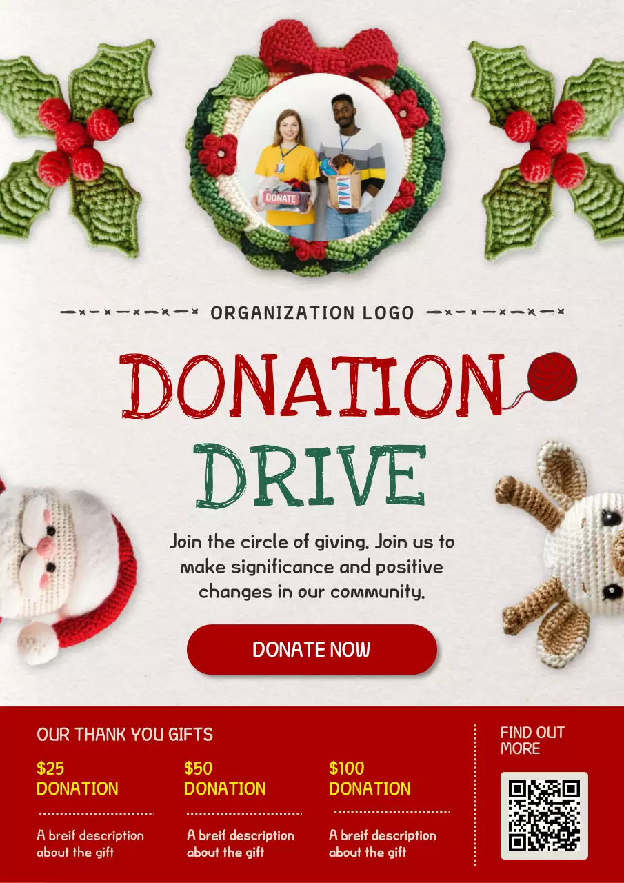 Red Traditional Donation Announcement Poster