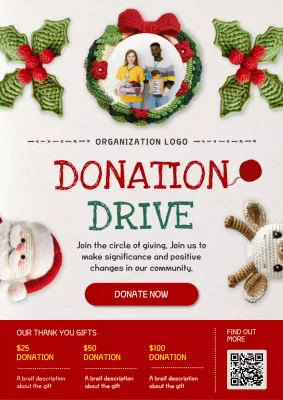 Red Traditional Donation Announcement Poster