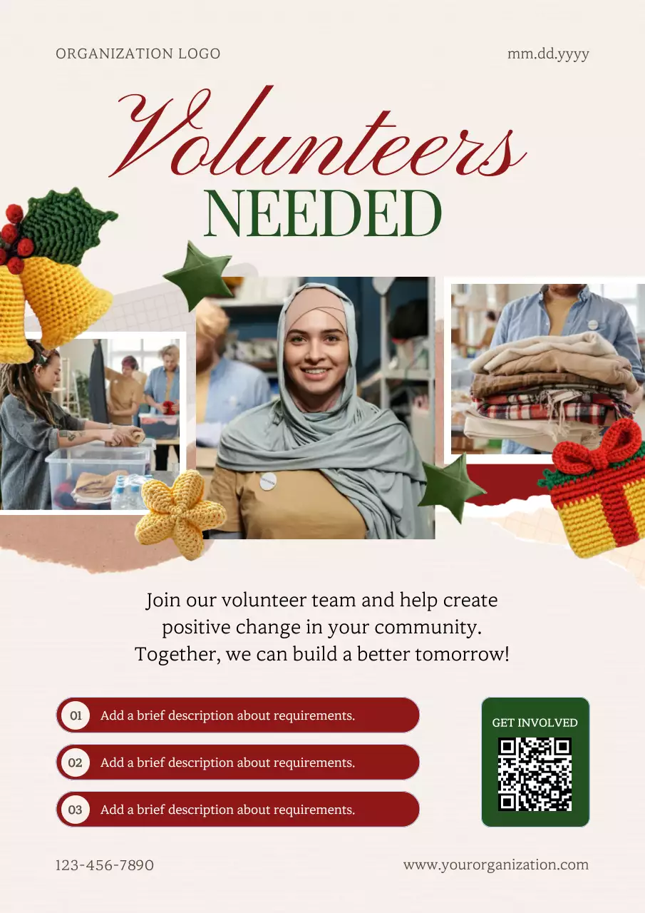 Beige Modern Volunteer Announcement Poster