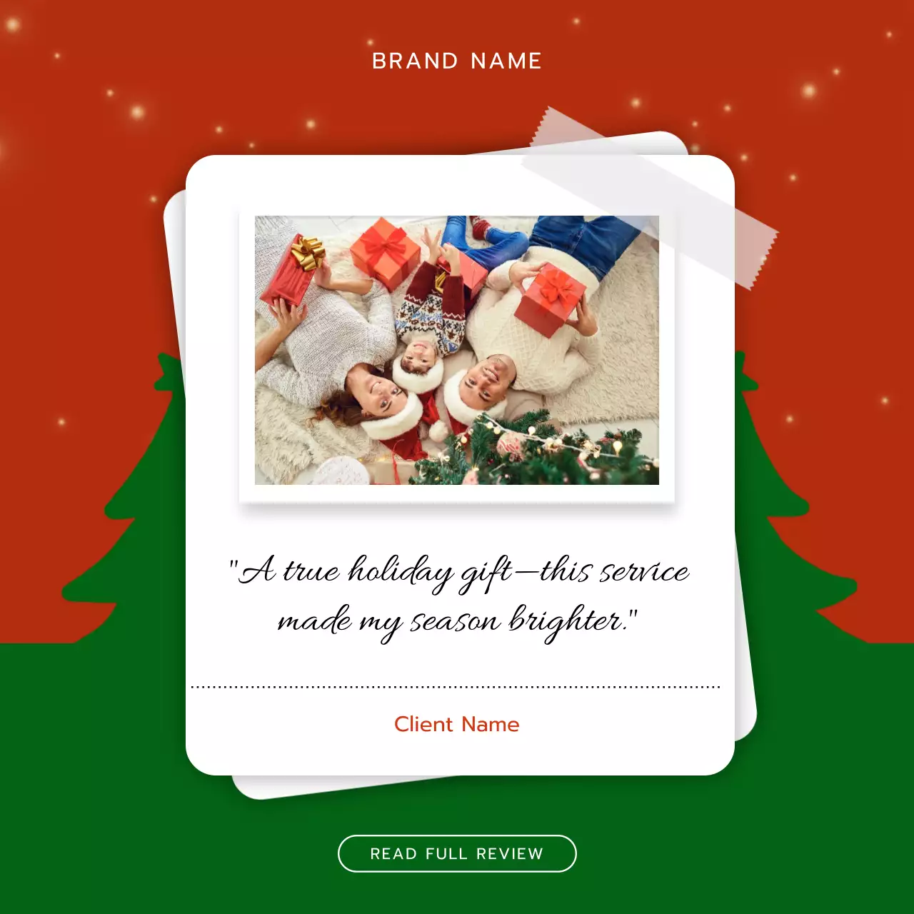 Red Traditional Holiday Card Social Media Square