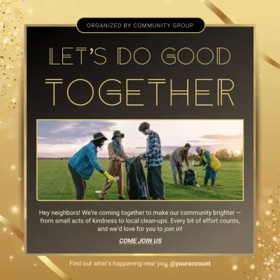 Gold Community Cleanup Invitation Instagram Post