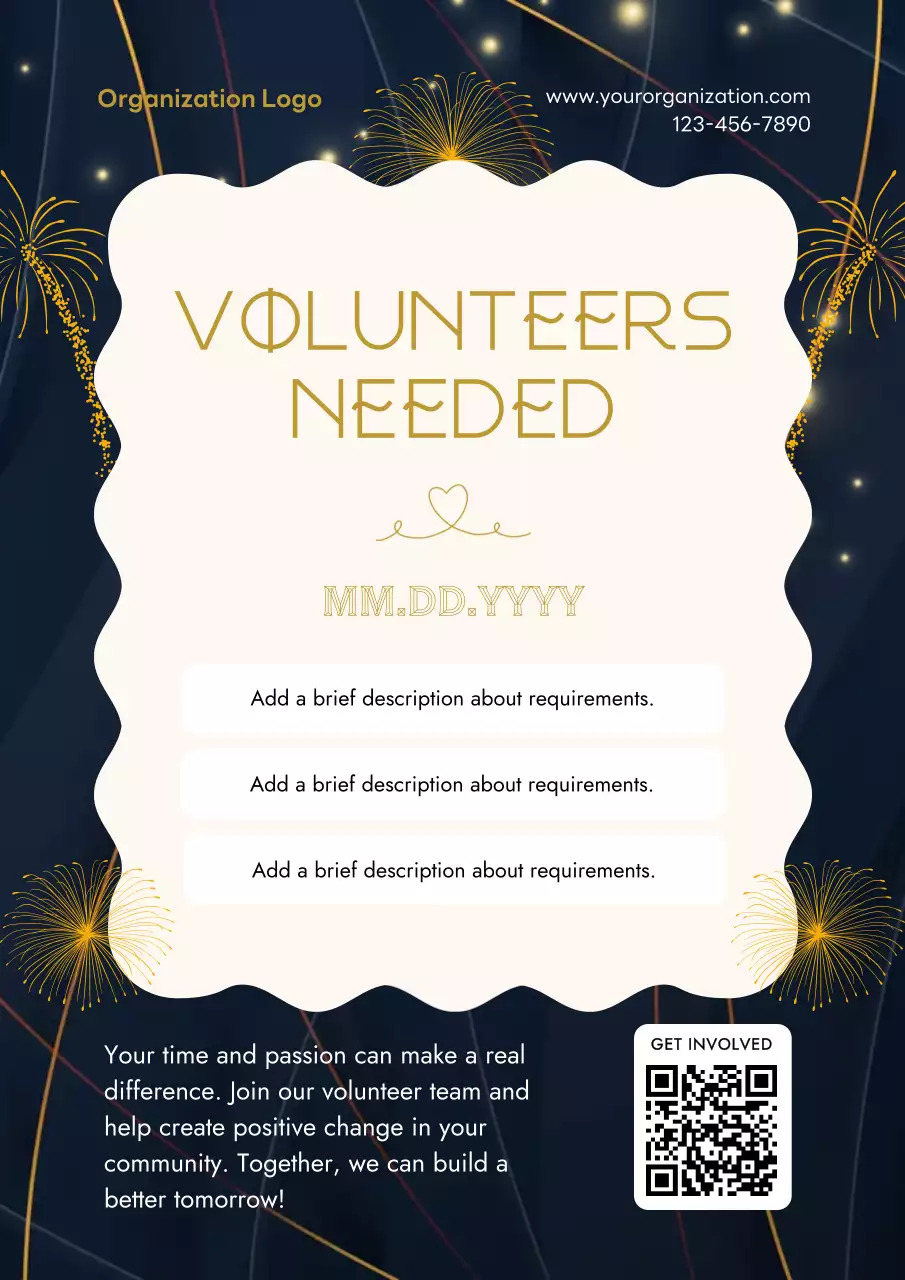 Black Elegant Volunteer Recruitment Poster
