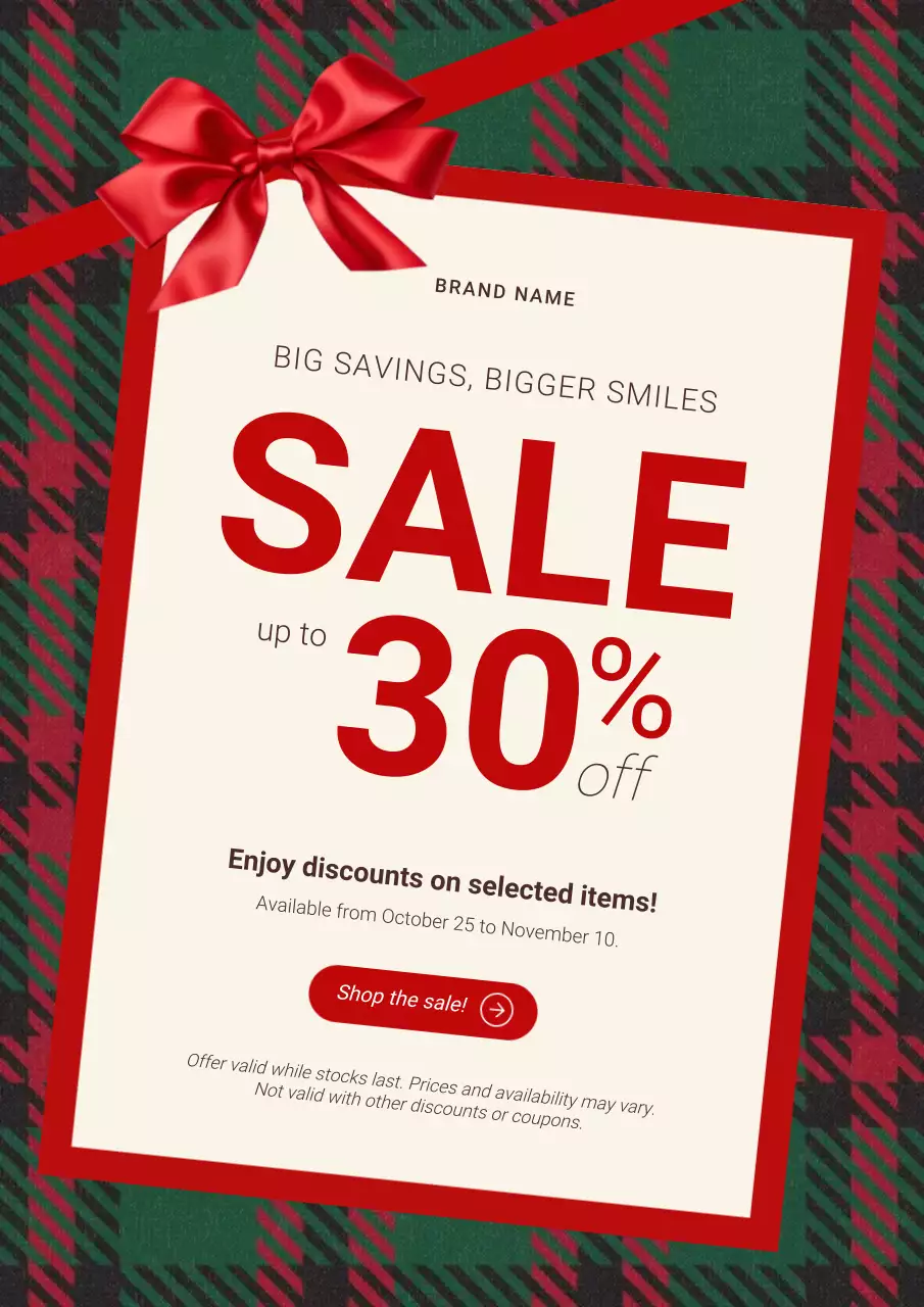 Red and White Bold Minimalist New Year Sale Poster