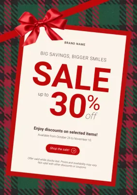 Red and White Bold Minimalist New Year Sale Poster