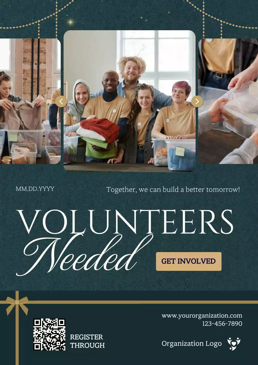 Green Modern Volunteer Promotion Poster