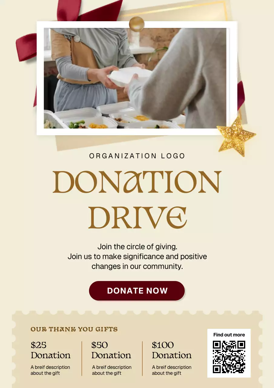 Beige Classic Donation Promotion Poster