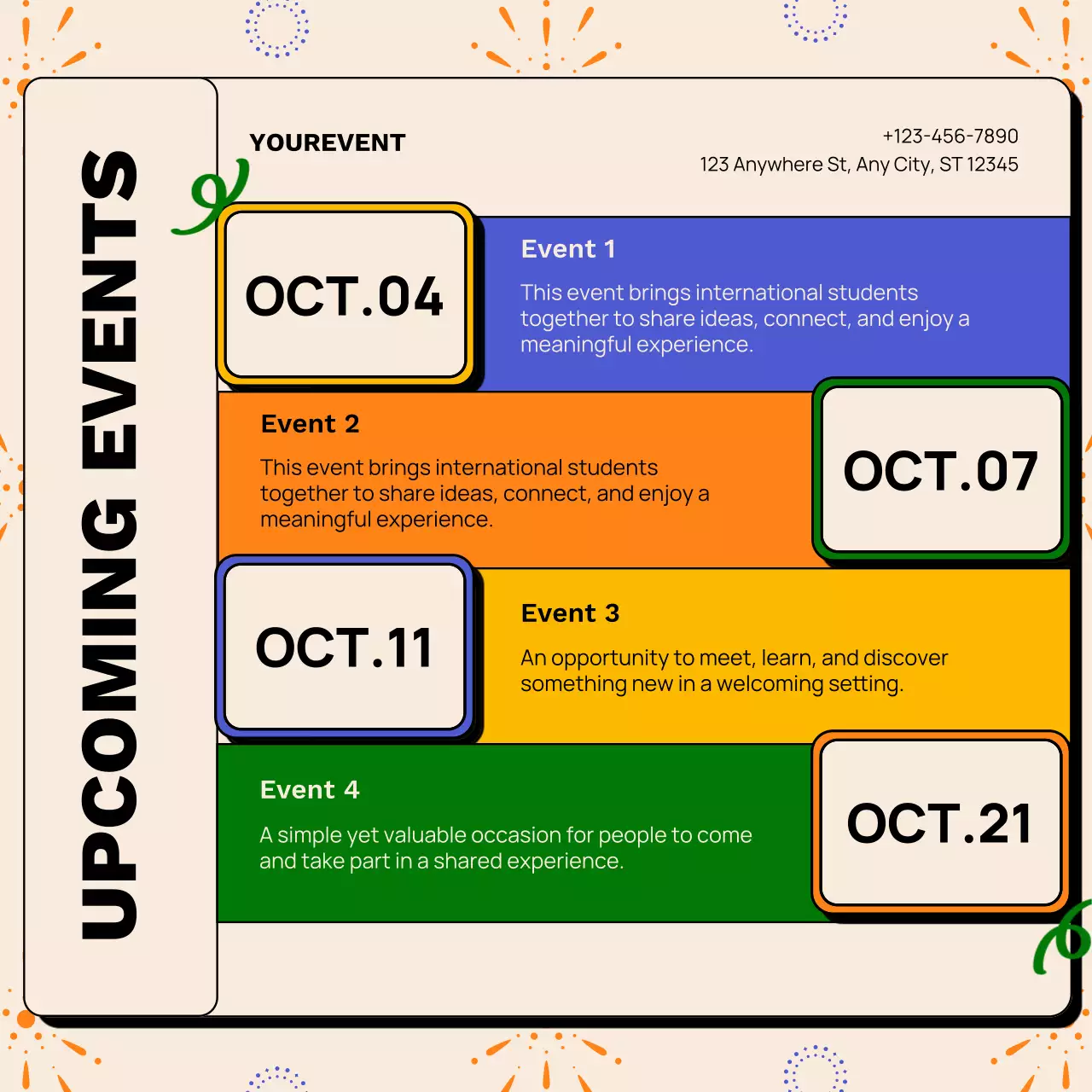 Colorful New Year Events Announcement Instagram Post