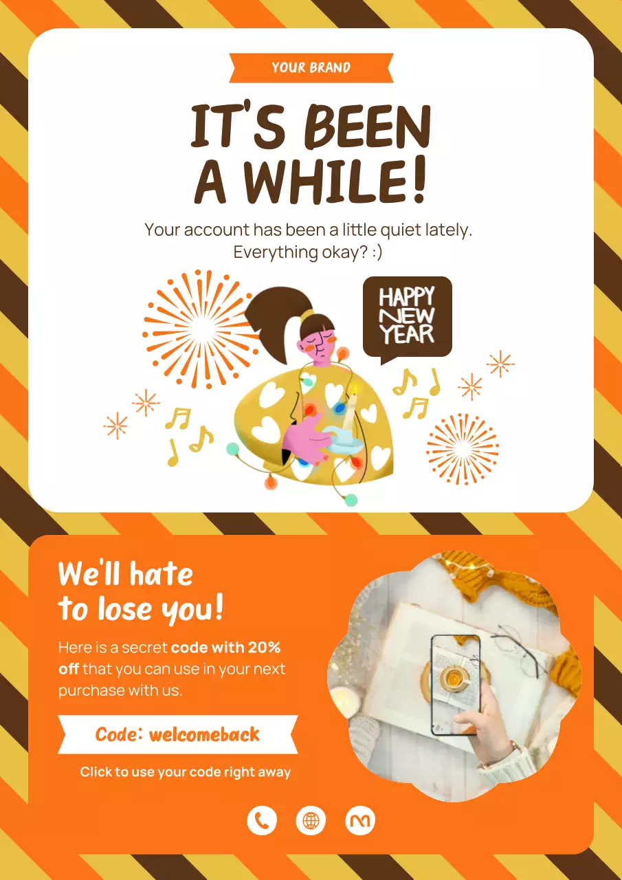 Orange Retro New Year Promotion Poster