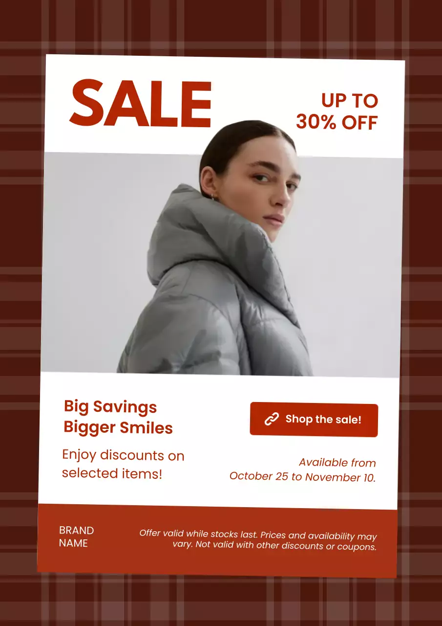 Red and White Bold Minimal Fashion New Year Sale Poster