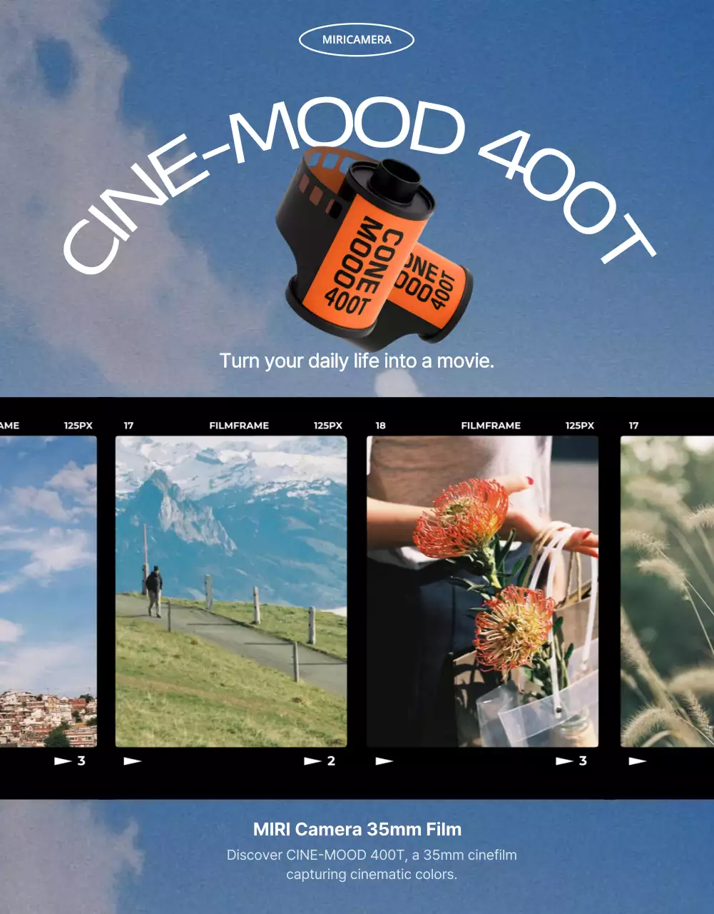 Blue Vintage Film Camera Advertisement