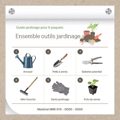 Présentation des produits de jardinage simples Beige