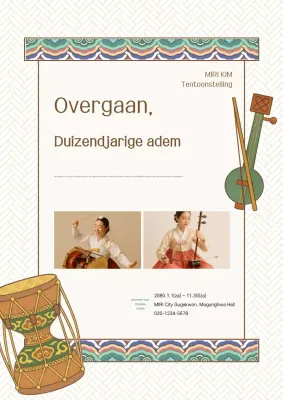 Gids voor de uitvoering van traditionele Koreaanse muziek met behulp van kaki-kleurige instrumenten