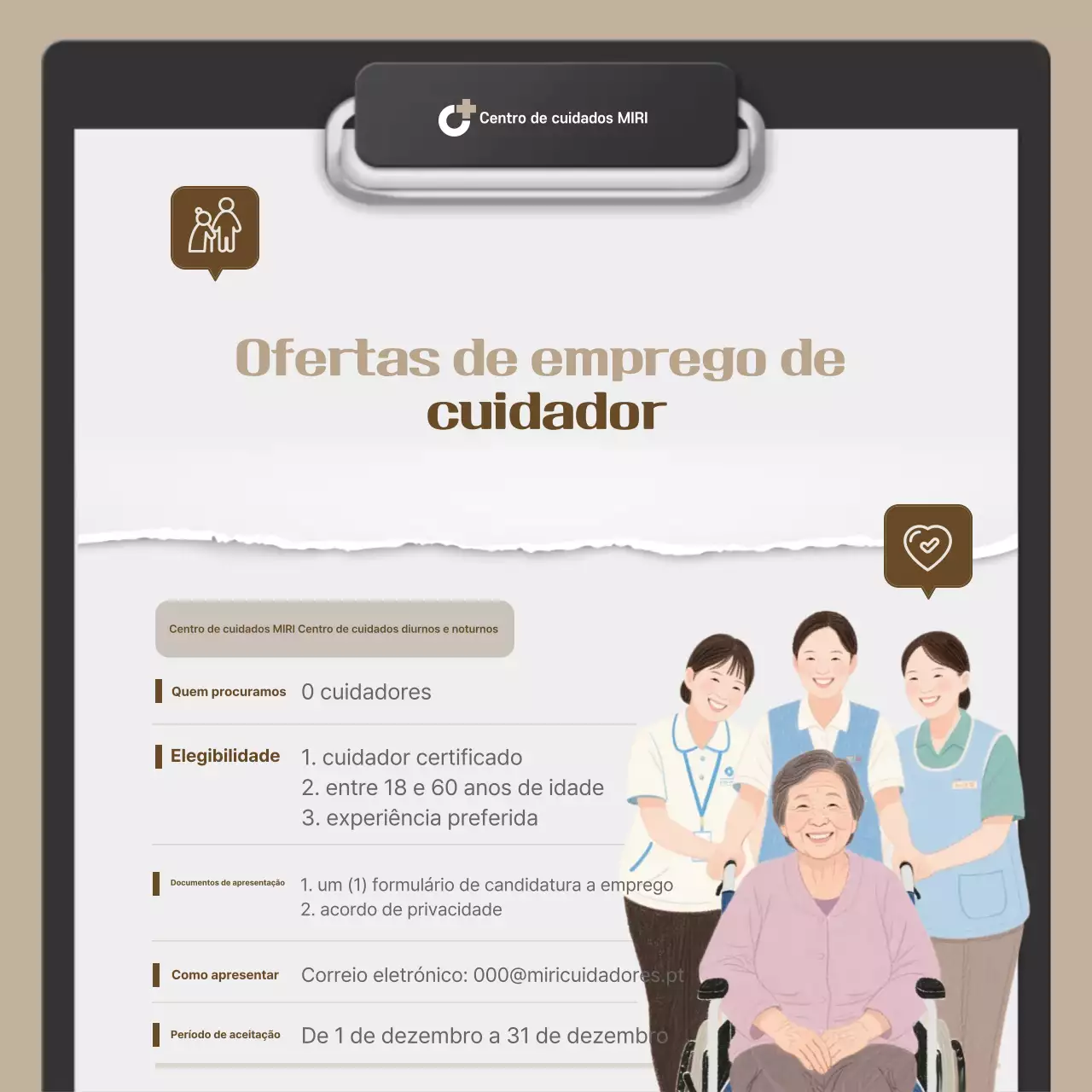 Aviso de Recrutamento de Enfermagem Simples Bege