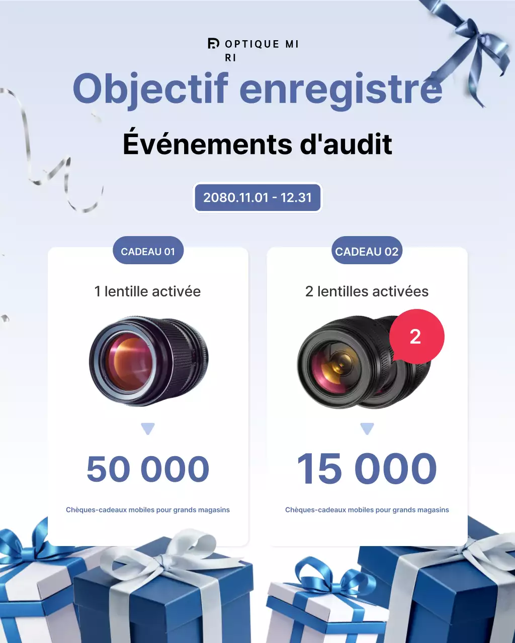 Une publicité moderne, bleu ciel, pour la promotion d'un événement.