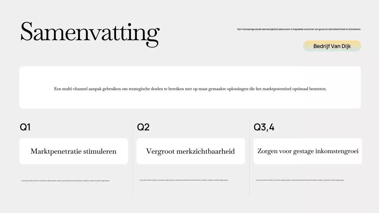 Grijze moderne bedrijfsplanpresentatie