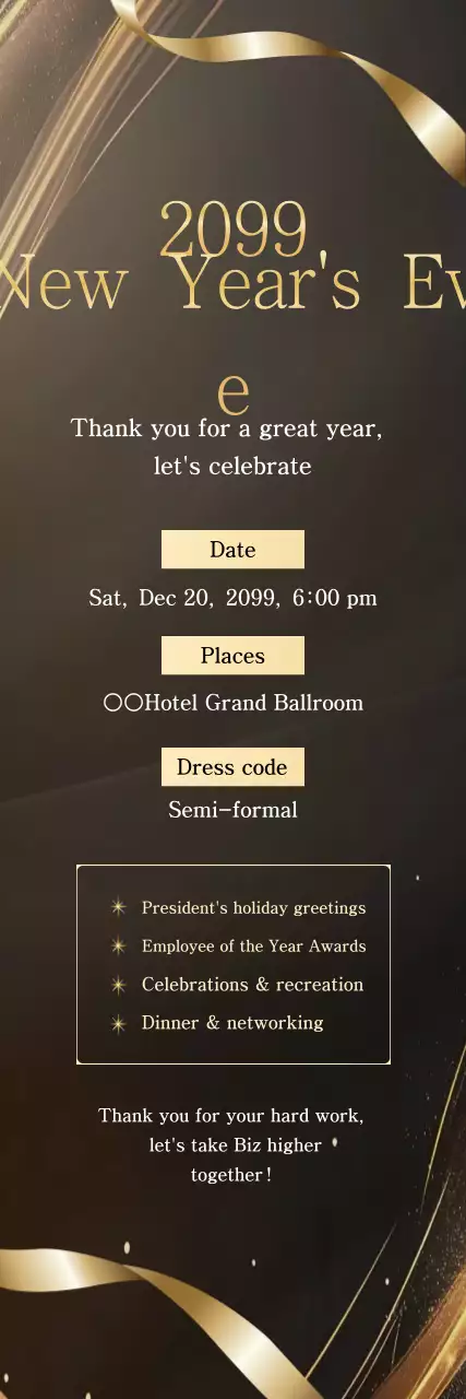 Convite para o evento de fim de ano Black Luxury