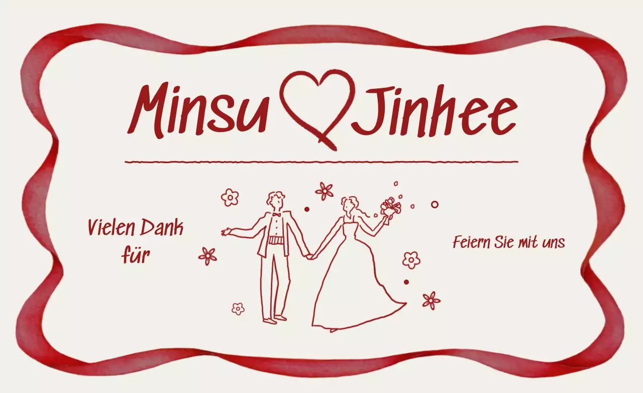 Roter, schlichter Hochzeitsaufkleber