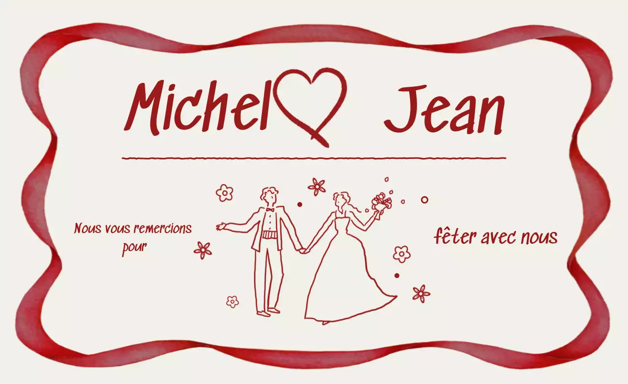 Autocollant de mariage rouge simple