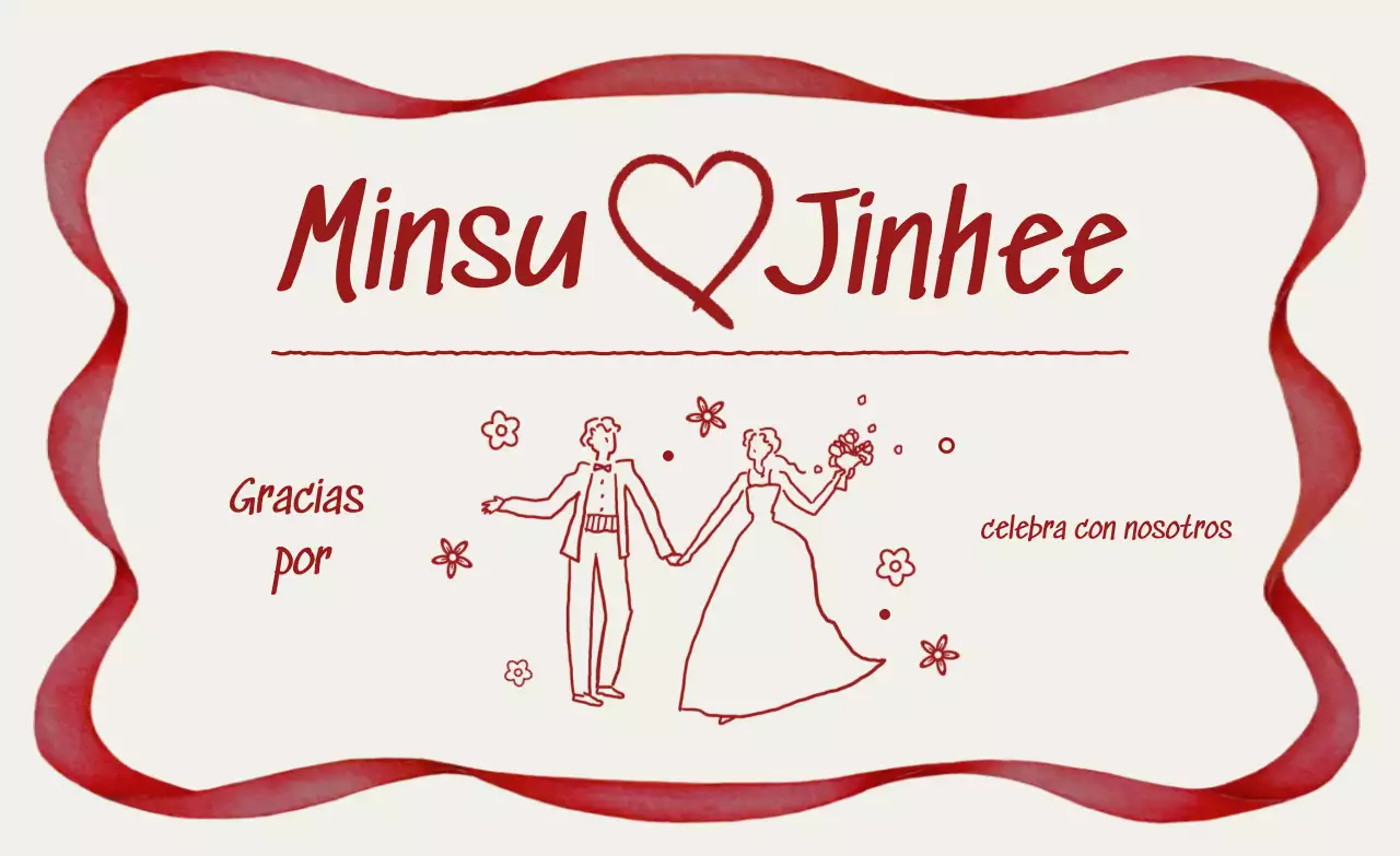 Pegatina de boda sencilla roja