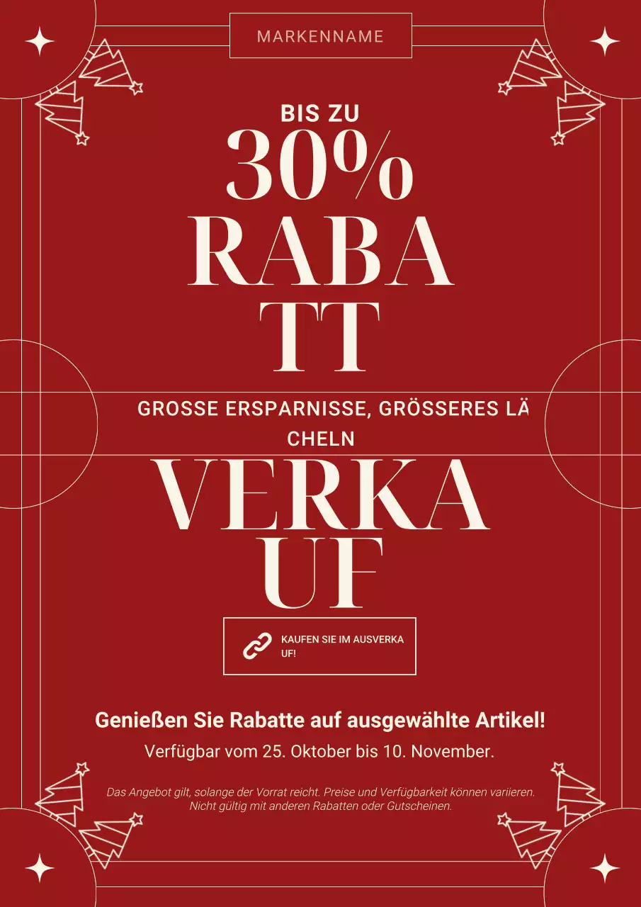 Minimalistisches Weihnachtsplakat in Rot und Weiß