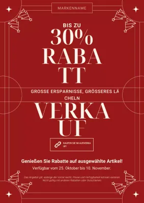 Minimalistisches Weihnachtsplakat in Rot und Weiß