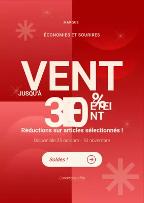 Affiche promotionnelle de Noël minimaliste et audacieuse rouge et blanche
