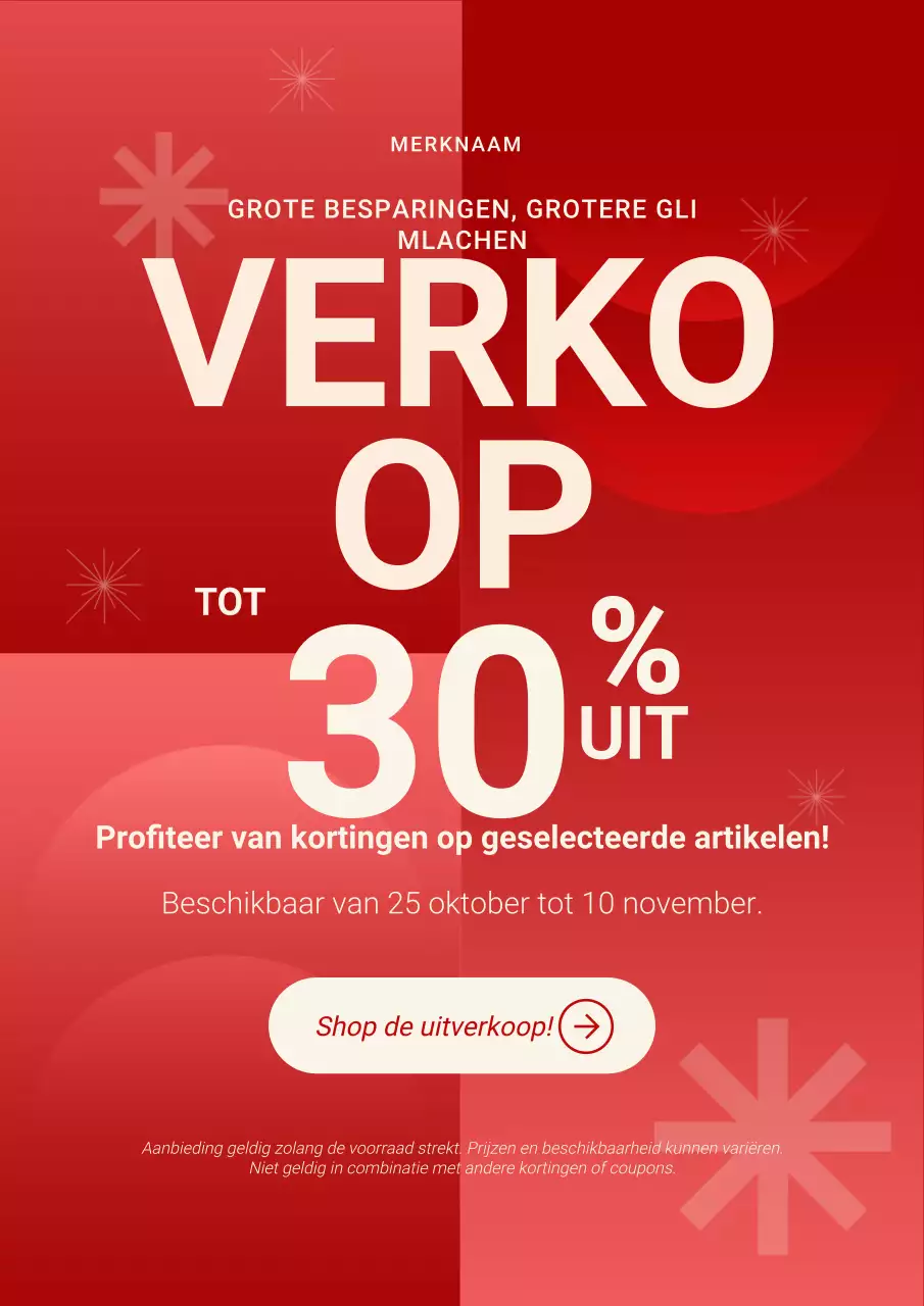 Rood-witte, opvallende minimalistische kerstpromotieposter