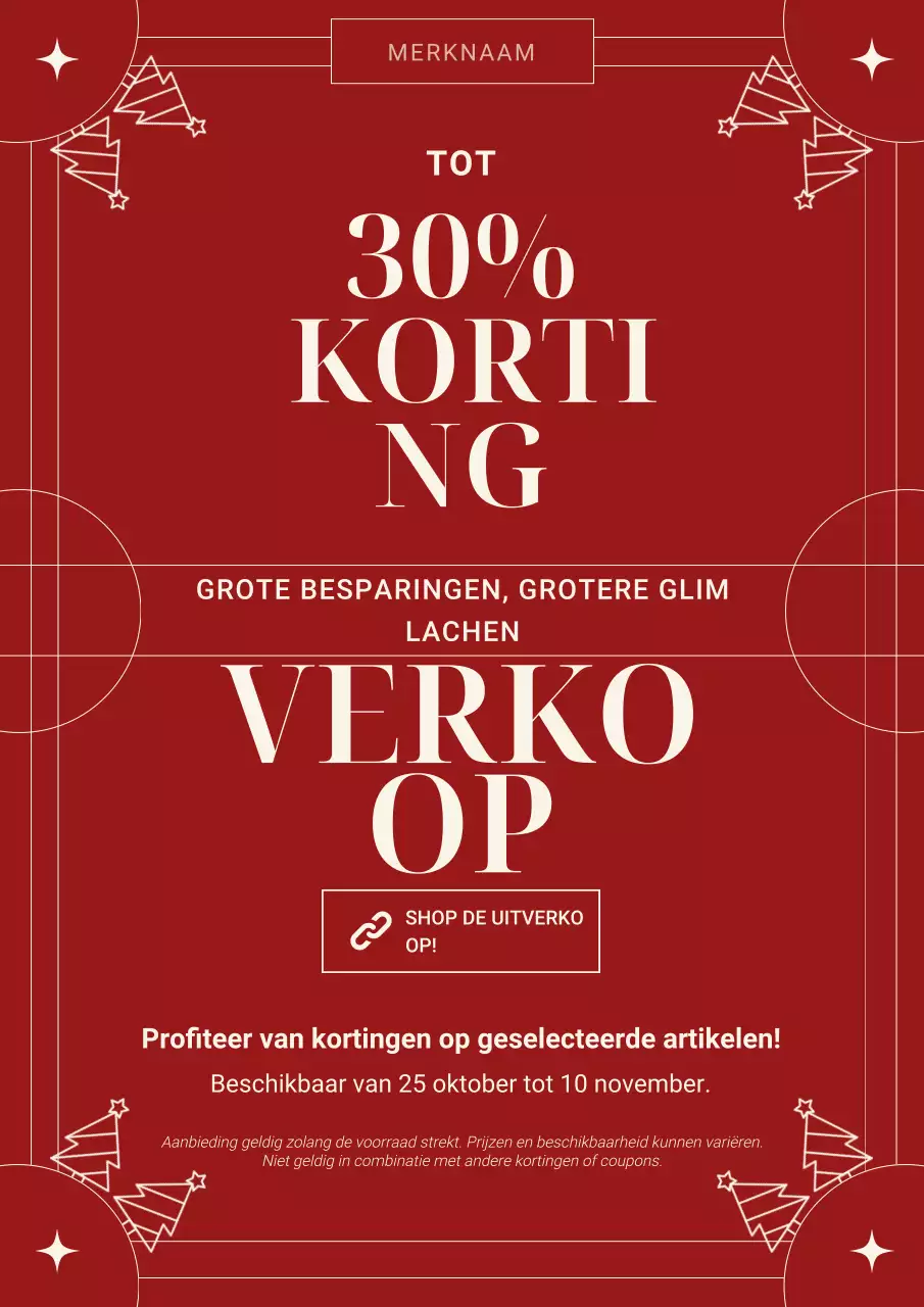 Rode en witte minimalistische kerstuitverkoopposter