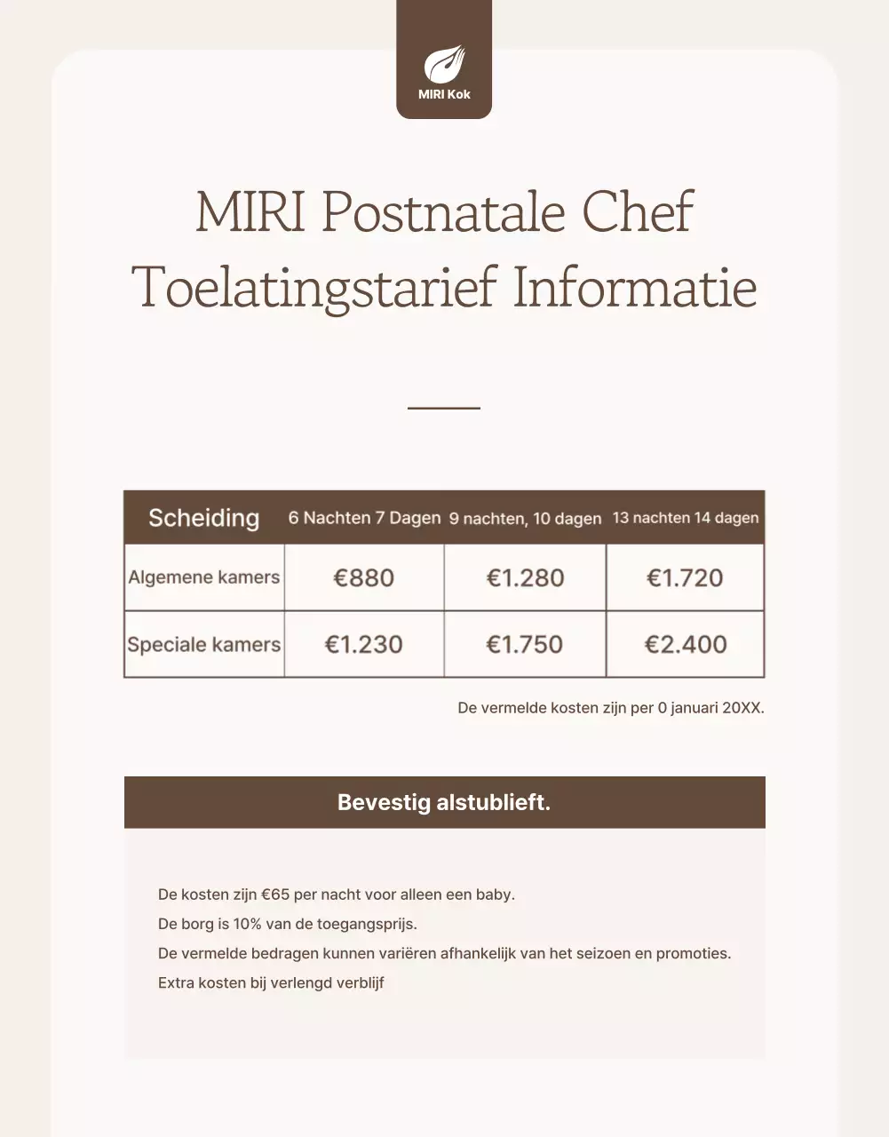 Beige elegante postpartum zorgcentrum advertentie