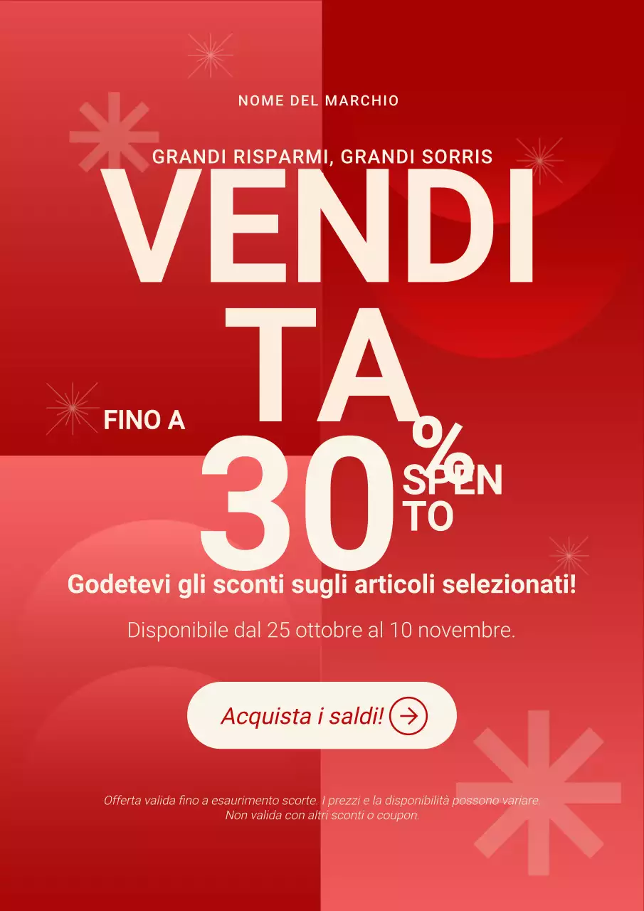 Poster promozionale natalizio minimalista e audace rosso e bianco