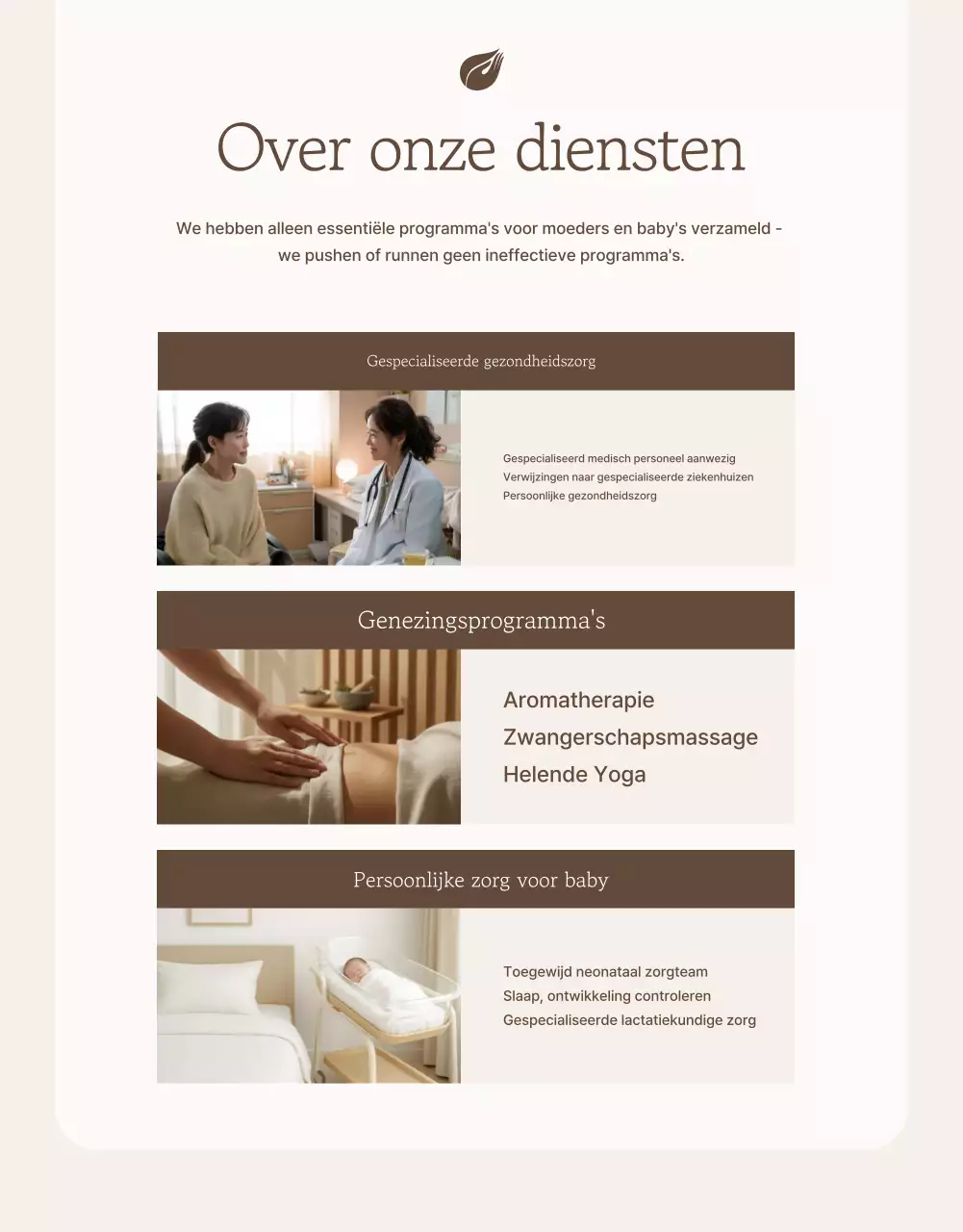 Beige elegante postpartum zorgcentrum advertentie