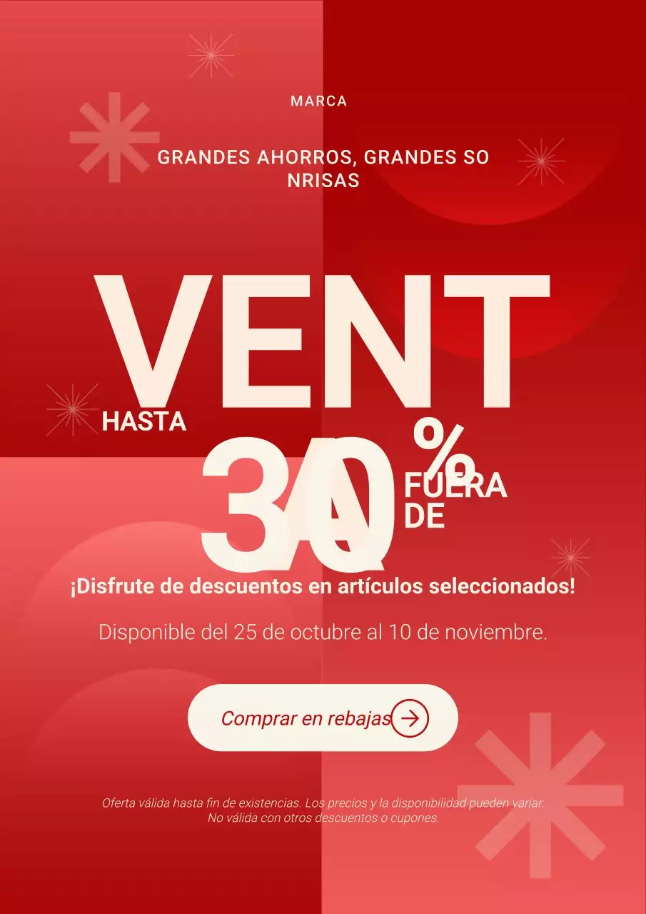 Póster promocional navideño minimalista en rojo y blanco