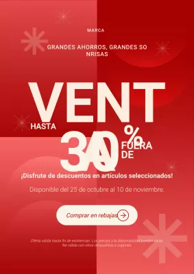 Póster promocional navideño minimalista en rojo y blanco