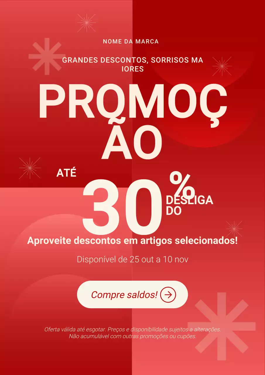 Pôster promocional de Natal minimalista e arrojado em vermelho e branco