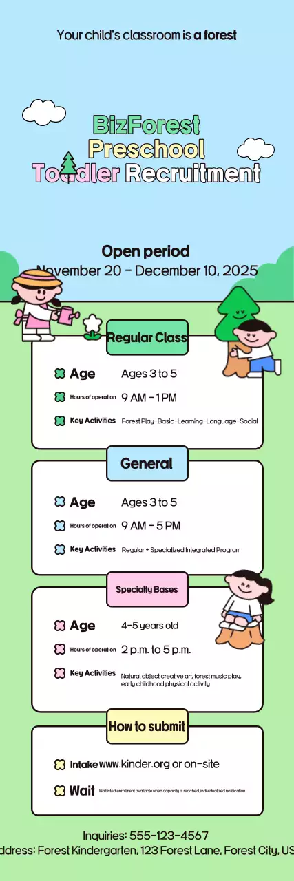 Recrutamento para o Jardim de Infância Sky Blue Baby