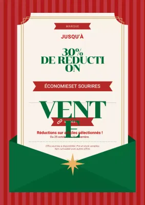 Affiche minimaliste rouge et verte pour les soldes de Noël