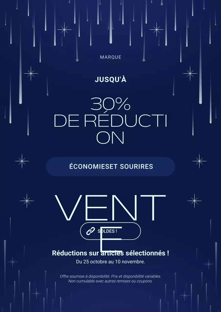 Affiche promotionnelle du Nouvel An moderne et minimaliste bleue et blanche