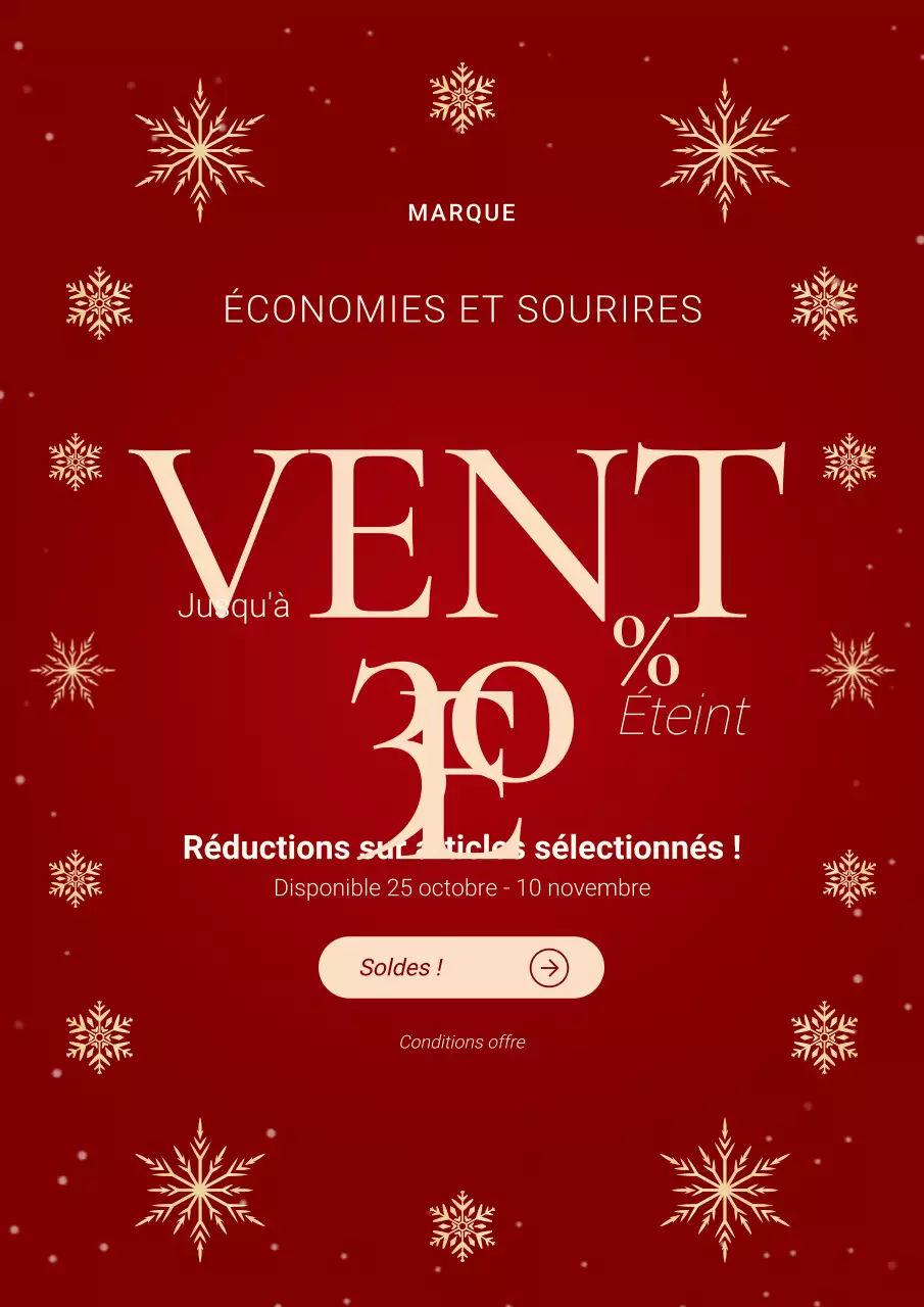 Affiche promotionnelle de solde minimaliste classique rouge et blanche